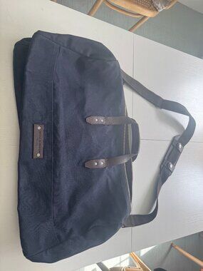 Ernest Alexander Navy Canvas & Dark Brown Leather Duffel Bag Excellent Condition